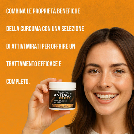 Crema Viso Antiage "Oro Naturale" alla Curcuma – Trattamento Illuminante con Sodio Ialuronato e Karité – Nutriente Giorno & Notte 50ml