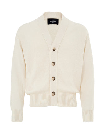 Gran Sasso Maglione Cardigan in Cotone Bianco Panna da uomo