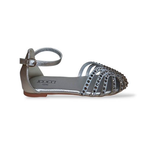 Sandalo Bambina Elegante Argento Strass Cult Paris - Cerimonia Comunione 33-40