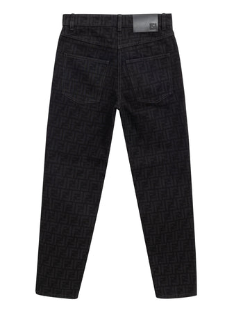 Fendi Jeans Nero Logo Jacquard da donna