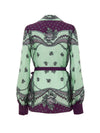 Gucci Camicia in Seta con Stampa Verde Menta e Viola da donna