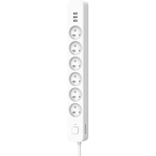 Multipresa - QUARX - 6 prese - Con 3 porte USB, cavo da 1,5 m