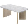Tavolino ovale - QUARTZ - Effetto marmo bianco - Gambe spesse in rovere - 105 x 58 x 39 cm - DIAGONE