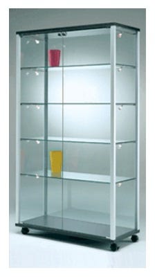 Vetrina da esposizione con ripiani regolabili e top in cristallo da gioielleria cm. 99,2x53,7x183,5h