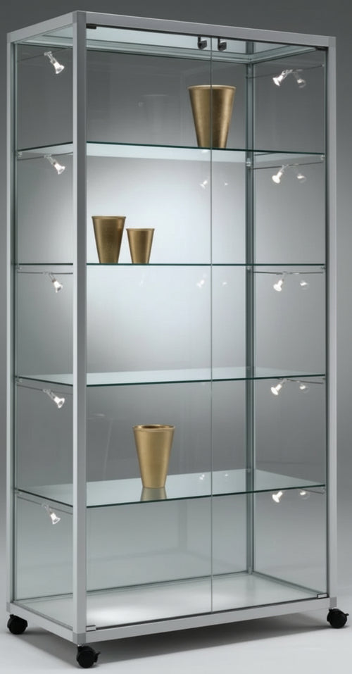 Vetrina espositiva da negozio abbigliamento con 4 piani regolabili cm. 79x42,5x184,5h