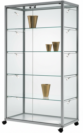 Vetrina da esposizione per negozio con 4 ripiani regolabili in cristallo cm. 99x42,5x184,5h