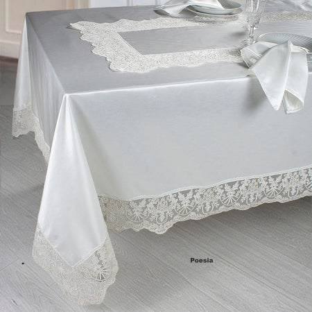 Coordinato Letto e Tavola Matrimoniale Raso Cotone David Poesia