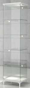 Vetrina da esposizione con faretti a led e piedi fissi di cm. 45x45x190h