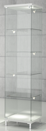 Vetrina da esposizione con faretti a led e piedi fissi di cm. 45x45x190h