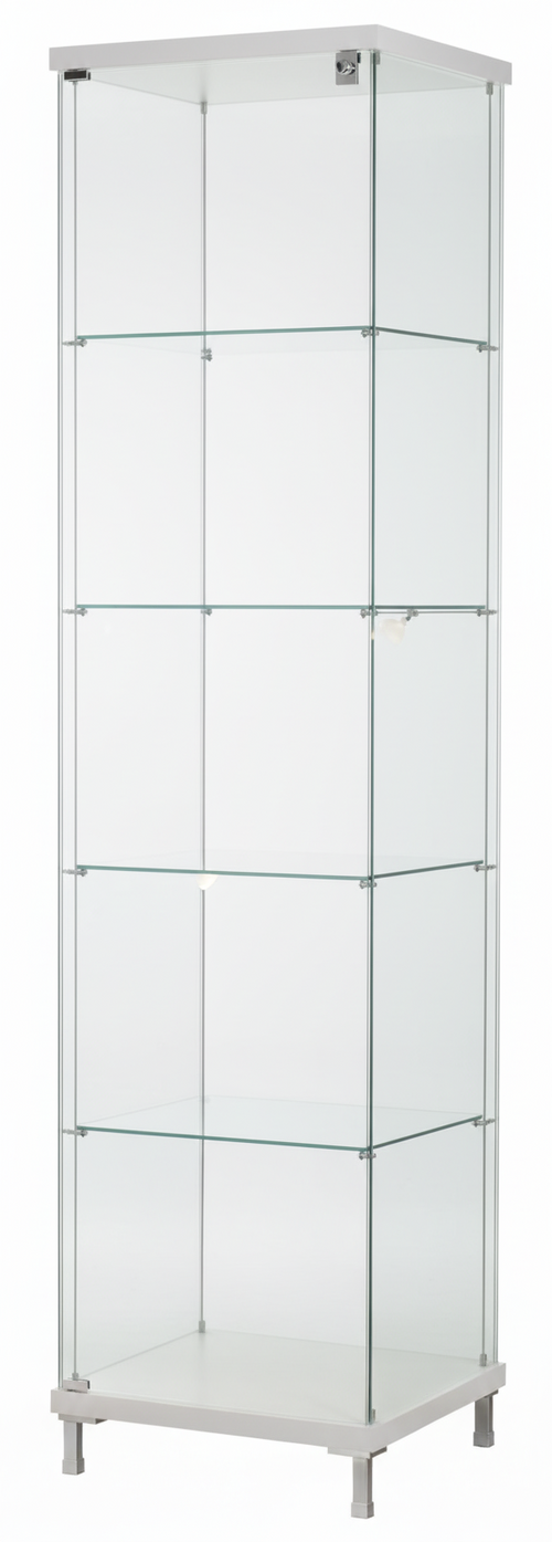 Vetrina da esposizione con faretti a led e piedi fissi di cm. 45x45x190h