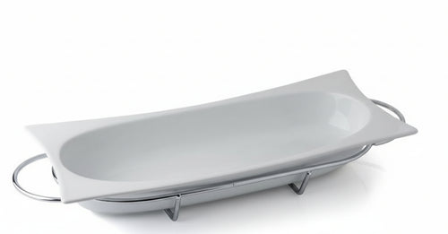 Pirofila Evviva 3886 – Amici a Cena Rettangolare con Supporto in Acciaio