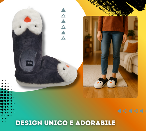 Ciabatte Animali da Donna, Pantofole Invernali Calde e Pelose, Morbide e Simpatiche Babbucce a Pinguino