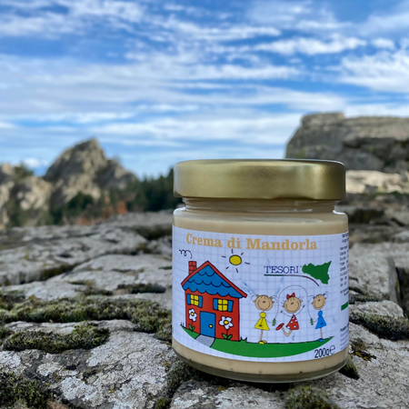 Panettone Artigianale Siciliano Pandorato 1kg Con Crema Di Mandorle 200g Panettone Tesori di Sicilia Lievitazione Naturale, idea regalo Natale