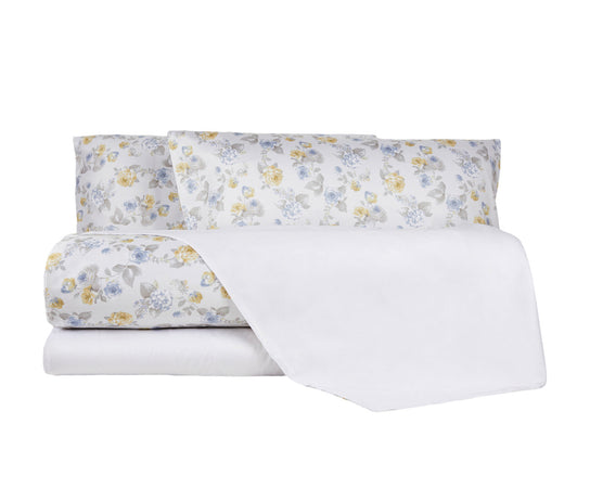 Completo Copripiumino in Raso di puro cotone Romance Azzurro - Vanita di raso