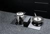 Set pentole Berghoff Uqonic Downdraft 7 pezzi con coperchi rotanti, acciaio inox, antiaderente CeraGreen, adatto a tutti i piani inclusi downdraft