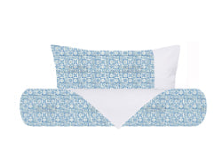 Set Copripiumino Federe Bifaccia Parure Copripiumino in Cotone Made in Italy MAIOLICHE QUADRETTI BLU / BIANCO