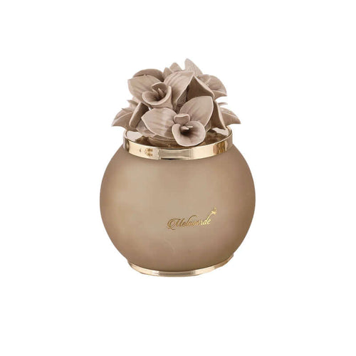 Lampada Orchidea Tortora Melaverde – Bomboniera Porcellana 16 cm Made in Italy