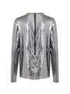 Tom Ford Maglietta in tessuto metallizzato argento da donna