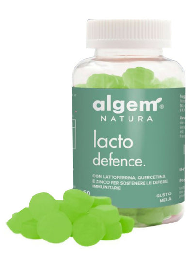Lacto defence 60 gommose Algem natura. Integratore alimentare a base di lattoferrina, quercetina, FOS e zinco per rafforzare il sistema immunitario.