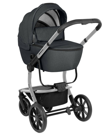 KIKKABOO Trio Completo IRENE, colore DARK GREY composto da Culla Navicella + Seggiolino Auto i-Size (40-87 cm) + Passeggino