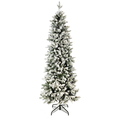 Albero di Natale Slim innevato Fred in PE Effetto Real Touch + PVC + Flock