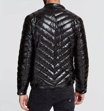 Guess Giubbotto Imbottito Nero Uomo Piumino Eco Giacca Imbottita Bomber Man Bomber Jacket Stretch Tasche e Zip