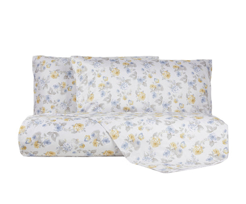 Parure Copripiumino in Raso di puro cotone Romance Azzurro