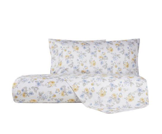 Parure Copripiumino in Raso di puro cotone Romance Azzurro