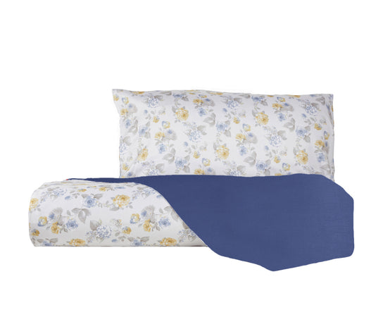 Parure Copripiumino in Raso di puro cotone Romance Azzurro / Blu - Vanita di raso