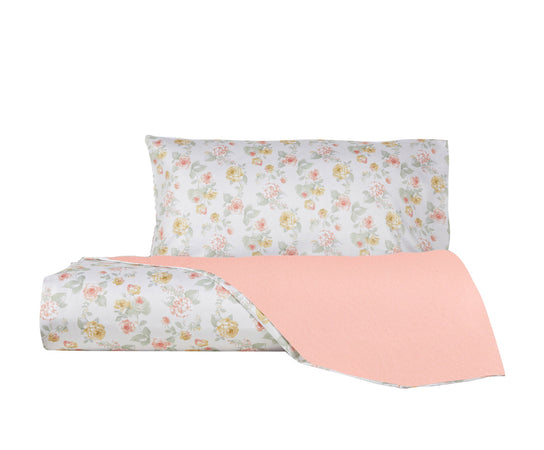 Parure Copripiumino in Raso di puro cotone Romance Pesca / Rosa - Vanita di raso