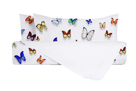 Set Copripiumino federe bifaccia Doubleface parure Copripiumino Stampa Digitale Cotone Made in Italy LIBERTA'/BIANCO