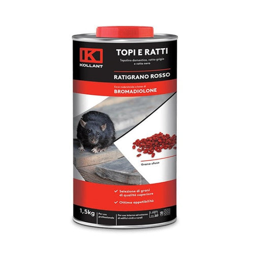 Ratigrano Rosso Kg.1,5 Esca Rodenticida Topicida in Grano Kollant