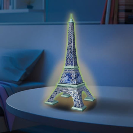 Ravensburger-Puzzle 3D Torre Eiffel fosforescente 50 anni-Da 10 anni-216p numerato da montare senza colla-Accessori inclusi-11591