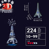 Ravensburger-Puzzle 3D Torre Eiffel fosforescente 50 anni-Da 10 anni-216p numerato da montare senza colla-Accessori inclusi-11591