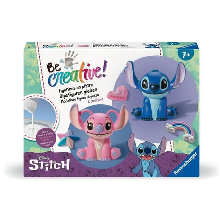 Be Creative Stitch Figurines, 5 oggetti da realizzare in gesso, Attività rilassante e creativa, 7 anni, 23877, Ravensburger