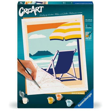 CreArt 24x30 cm Relax in spiaggia, Adulto, Dipingi con i numeri, 23897, Ravensburger