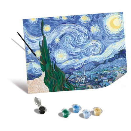 Ravensburger  Tele CreArt 30x40 cm  Van Gogh/La notte stellata  Dipingere con i numeri  Adulto  Attività rilassante e creativa  Età 14 anni  23915