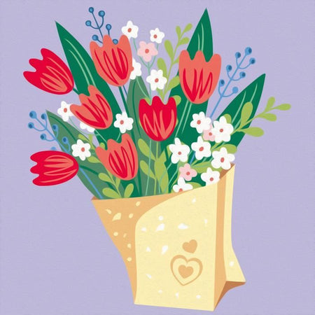 CreArt 20x20 cm Bouquet di tulipani, Tempo libero creativo, Adulto, Dipingi con i numeri, 25518, Ravensburger