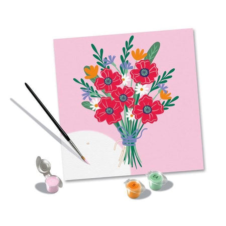 CreArt 20x20 cm Bouquet di papaveri, Tempo libero creativo, Adulto, Dipingi con i numeri, 25519, Ravensburger