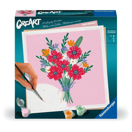 CreArt 20x20 cm Ramo de amapolas, Ocio creativo, Adulto, Pintar por números, 25519, Ravensburger