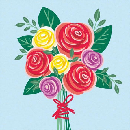 CreArt 20x20 cm Bouquet di rose, Tempo libero creativo, Adulto, Dipingi con i numeri, 25520, Ravensburger