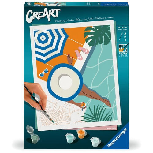CreArt 24x30 cm Pool Time, Adulto, Pintar por números, 25523, Ravensburger