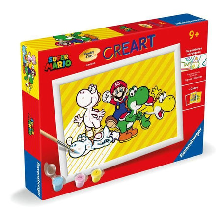 CreArt Kids 18x24cm Super Mario, Kit di pittura con i numeri, Numero d'arte, Età 7+, 25529, Ravensburger