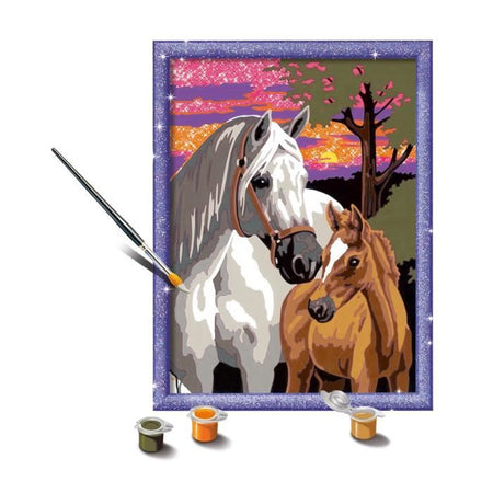 CreArt Kids 18x24cm Cavalli al tramonto, Kit di pittura con i numeri, età 9+, 25809, Ravensburger