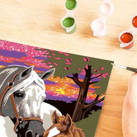 CreArt Kids 18x24cm Cavalli al tramonto, Kit di pittura con i numeri, età 9+, 25809, Ravensburger
