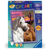 CreArt Kids 18x24cm Cavalli al tramonto, Kit di pittura con i numeri, età 9+, 25809, Ravensburger