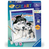 CreArt Kids 18x24cm Dolci baci di Husky, Kit di pittura con i numeri, Numero d'arte, Età 7+, 25829, Ravensburger