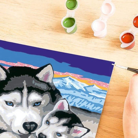 CreArt Kids 18x24cm Dolci baci di Husky, Kit di pittura con i numeri, Numero d'arte, Età 7+, 25829, Ravensburger