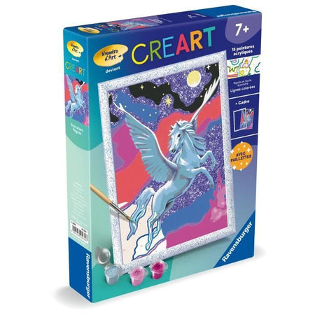 CreArt Kids 18x24 cm Pegaso scintillante, Kit da dipingere con i numeri, Numeri artistici, Dai 7 anni in su, 25830, Ravensburger