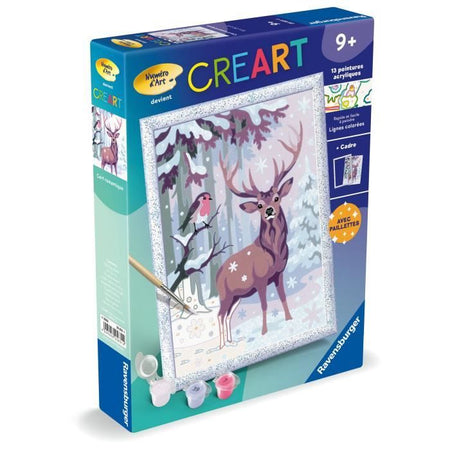 CreArt Kids 18x24cm Romantic Deer, Kit di pittura con i numeri, Numero d'arte, Età 9+, 25831, Ravensburger